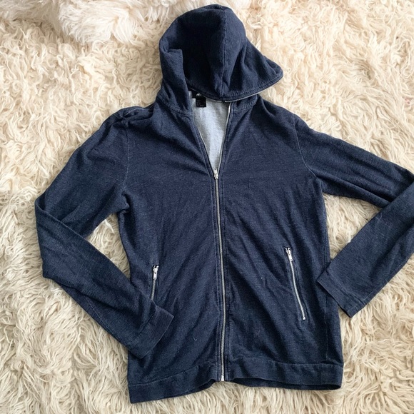 H&M | Zipper Hoodie Jacket Blue Small Silver Hardware - Picture 3 of 13